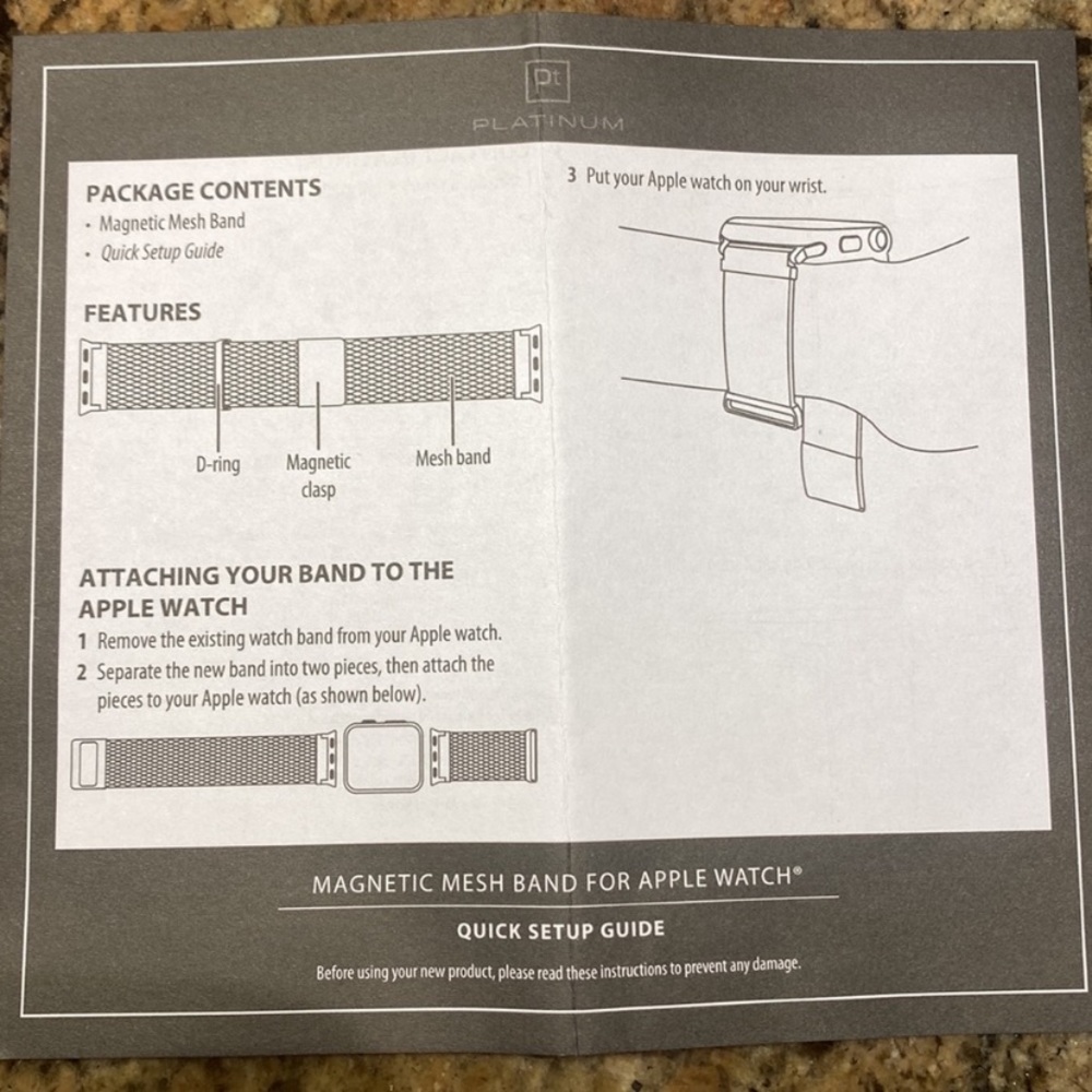 Magnetic Mesh Band, Silver, for Apple Watch by PLATINUM, in Box-NWT, Great Gift! - Picture 6 of 9